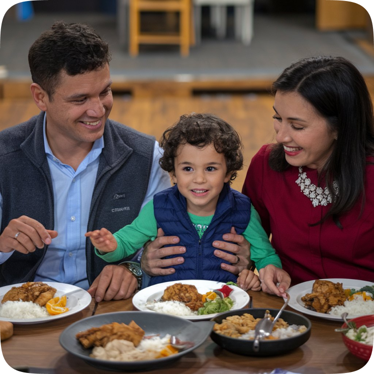Family enjoying meal